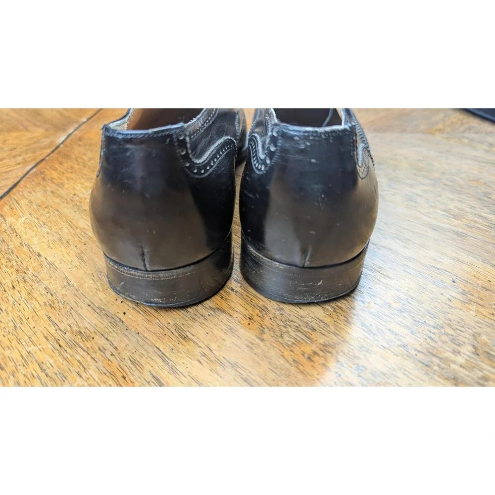 Salvatore Ferragamo 112 Wingtip Oxfords Black Polished Calf Leather Shoes 10B